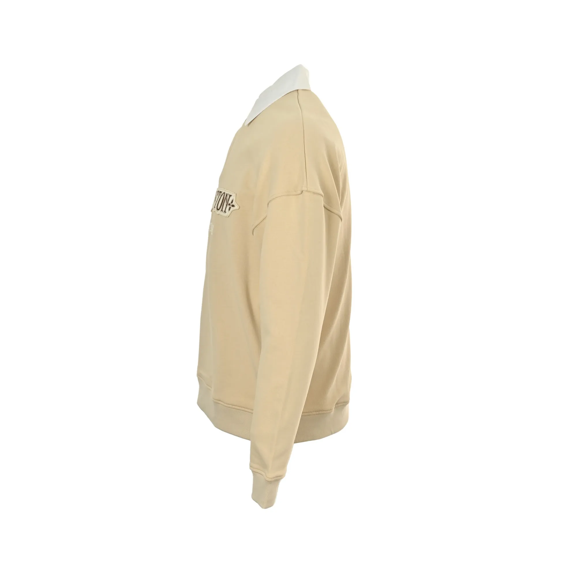 Louis Vuitton/Louis Vuitton 25Fw letter embroidered white lapel half-zip sweatshirt